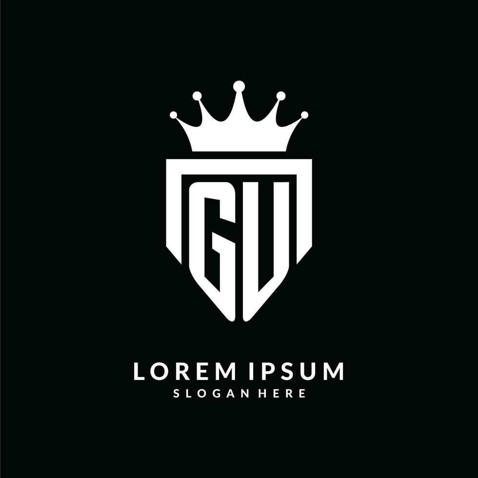 brief gu logo monogram embleem stijl met kroon vorm ontwerp sjabloon vector