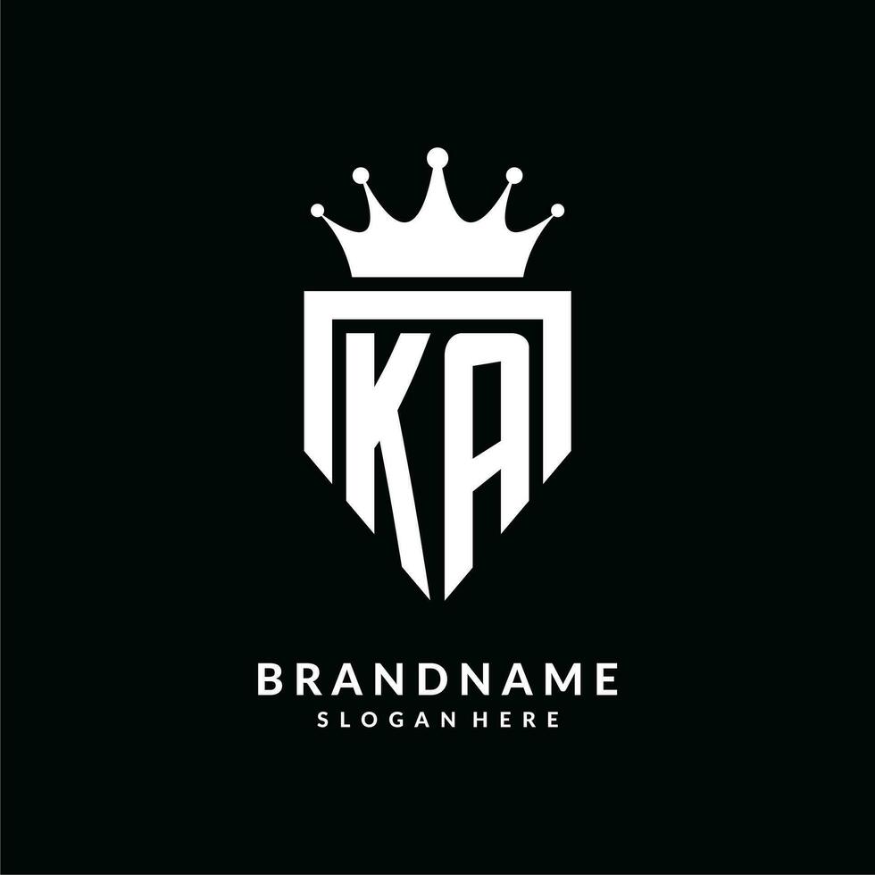 brief ka logo monogram embleem stijl met kroon vorm ontwerp sjabloon vector