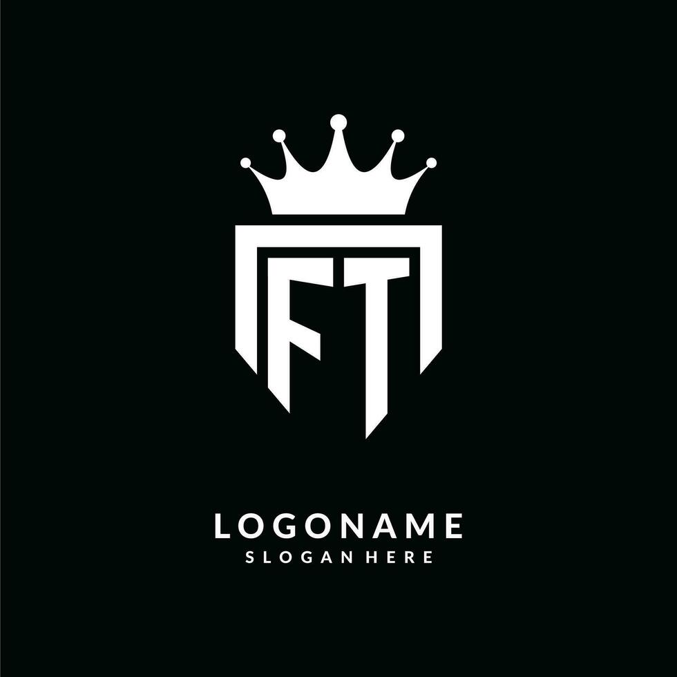 brief ft logo monogram embleem stijl met kroon vorm ontwerp sjabloon vector