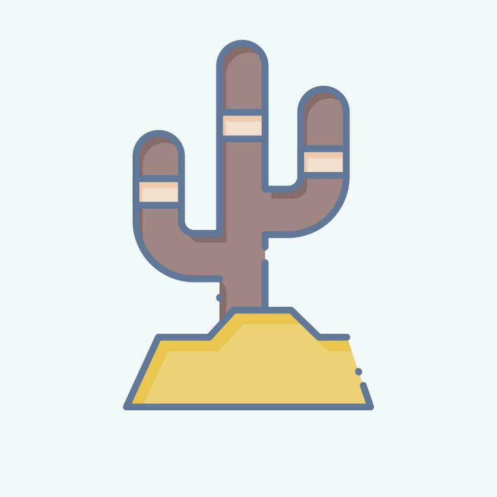 icoon cactus. verwant naar Amerikaans inheems symbool. tekening stijl. gemakkelijk ontwerp bewerkbaar. gemakkelijk illustratie vector