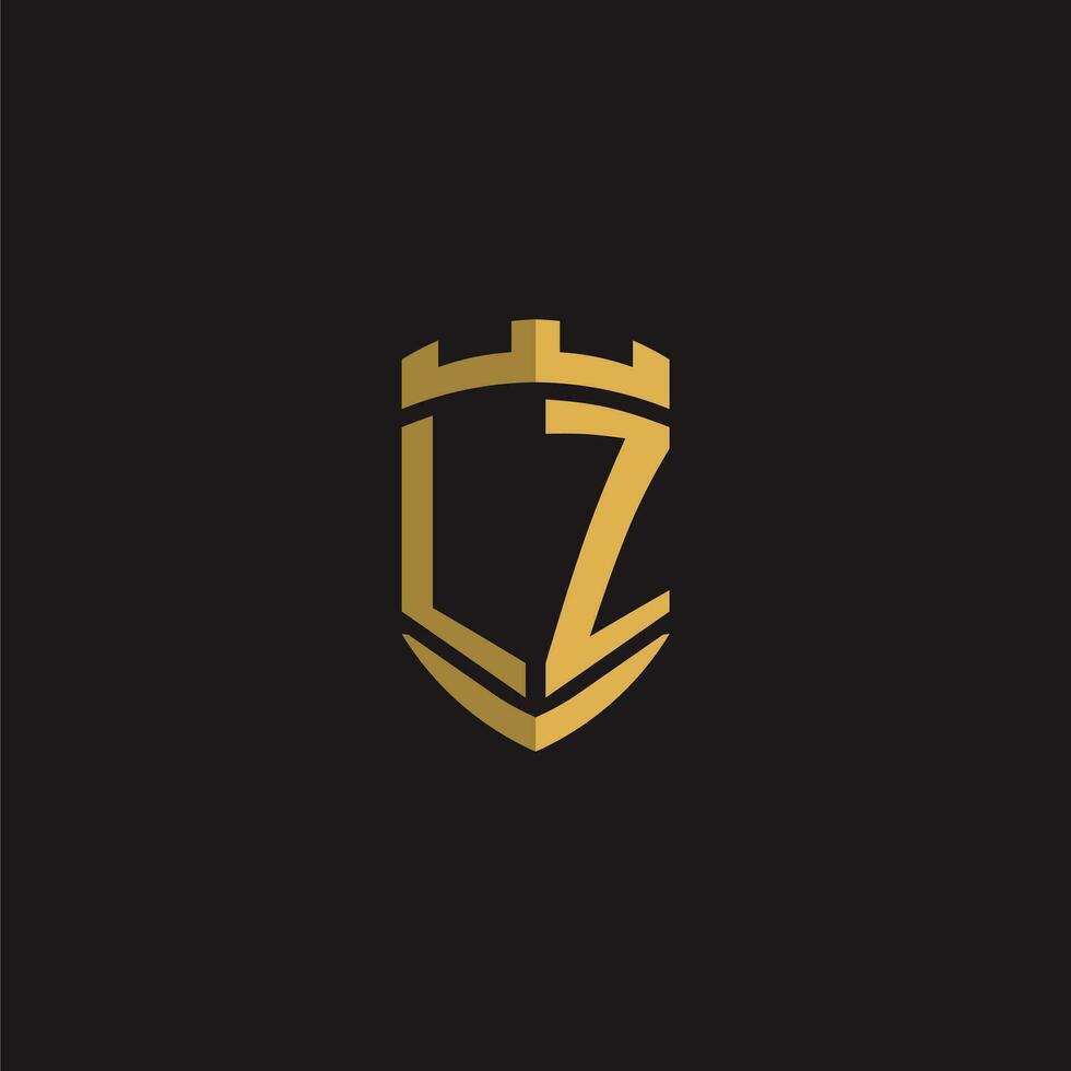 initialen lz logo monogram met schild stijl ontwerp vector