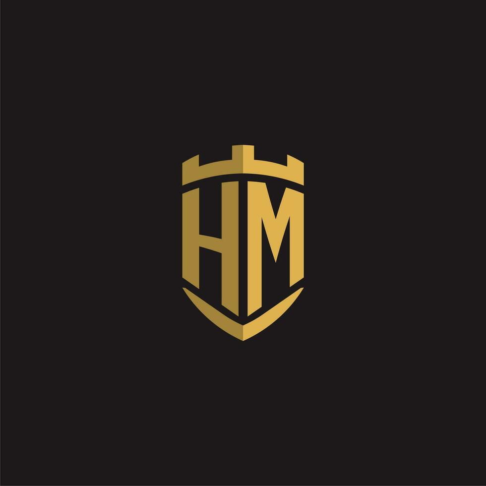 initialen hm logo monogram met schild stijl ontwerp vector