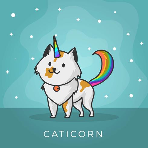 Flat Cute Cat Unicorn Wannabe Clipart illustratie vector