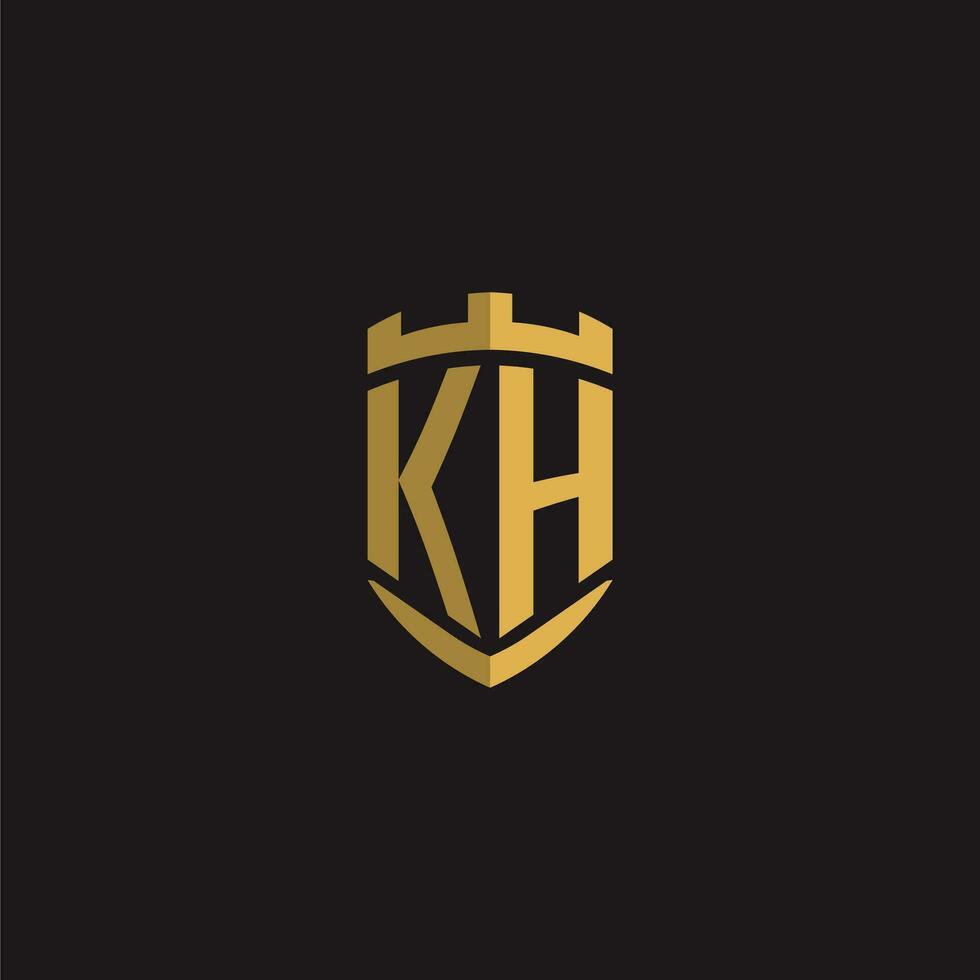 initialen kh logo monogram met schild stijl ontwerp vector