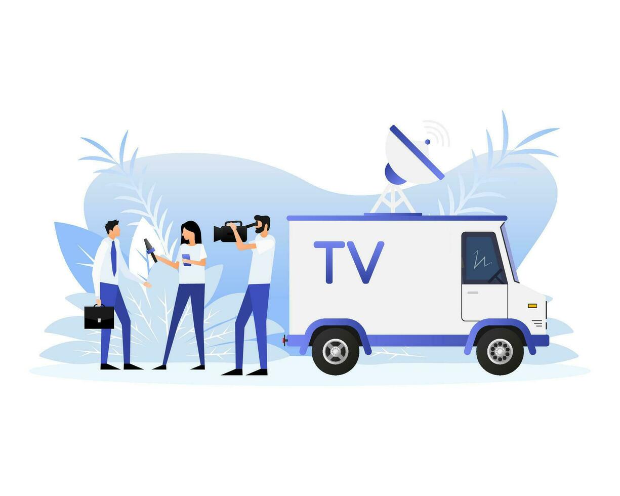 vlak illustratie met TV bus mensen. vector illustratie ontwerp.