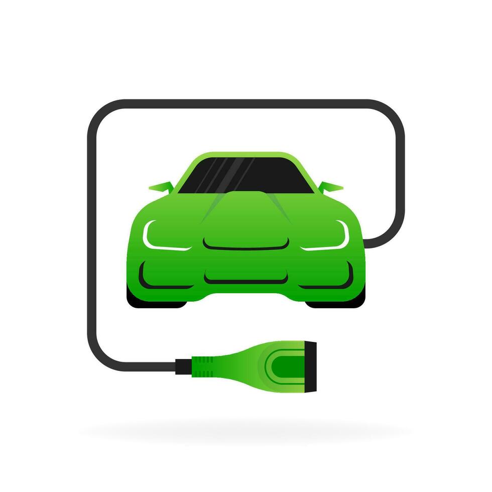 elektrisch auto en elektrisch opladen station symbool Aan een wit achtergrond. vector illustratie