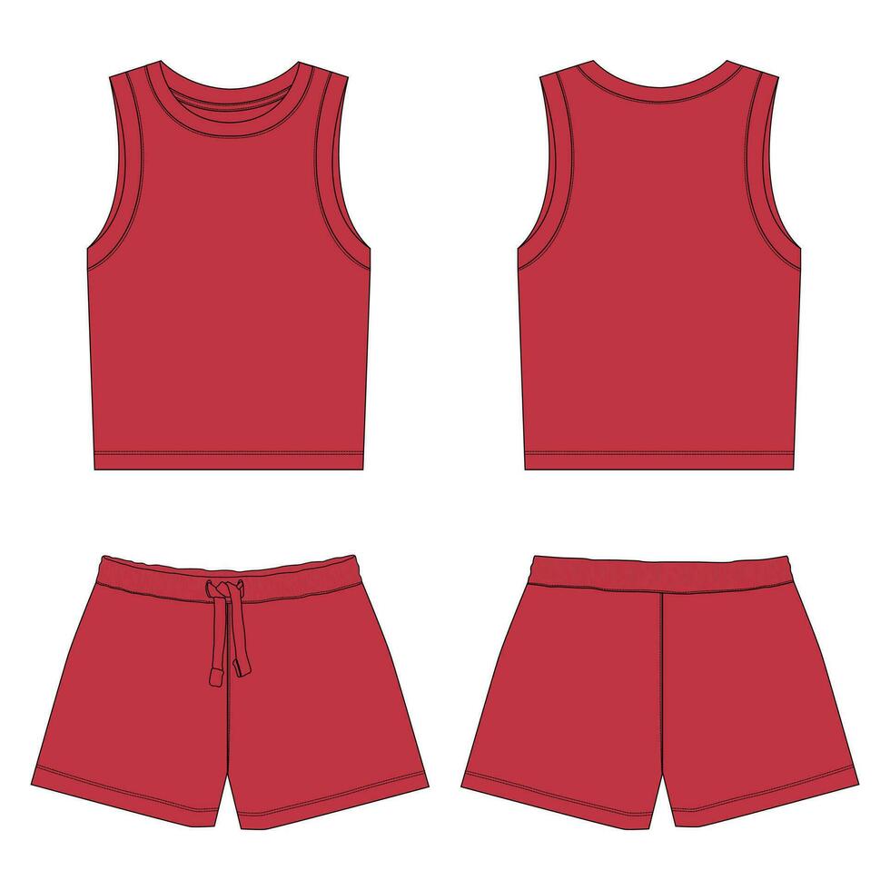 tank tops met shorts hijgen vector illustratie sjabloon voor kinderen