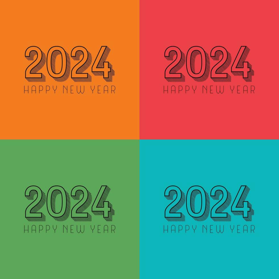 gelukkig nieuw jaar 2024 ontwerp. kleurrijk premie vector ontwerp voor poster, banier, groet en nieuw jaar 2024 viering.