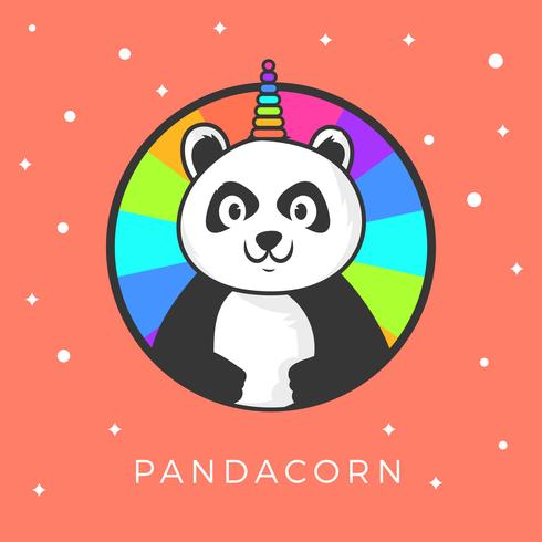 Flat Cute Panda Eenhoorn Wannabe Vector Clipart illustratie