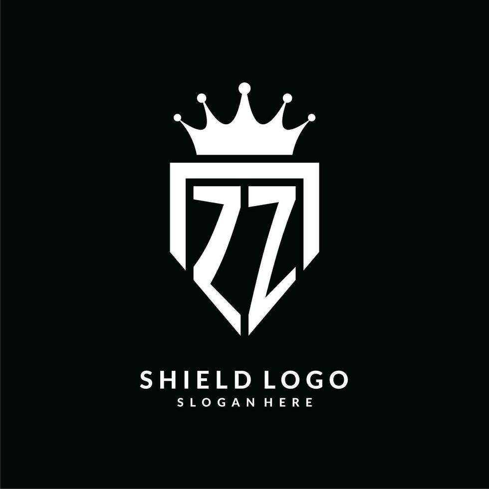 brief zz logo monogram embleem stijl met kroon vorm ontwerp sjabloon vector