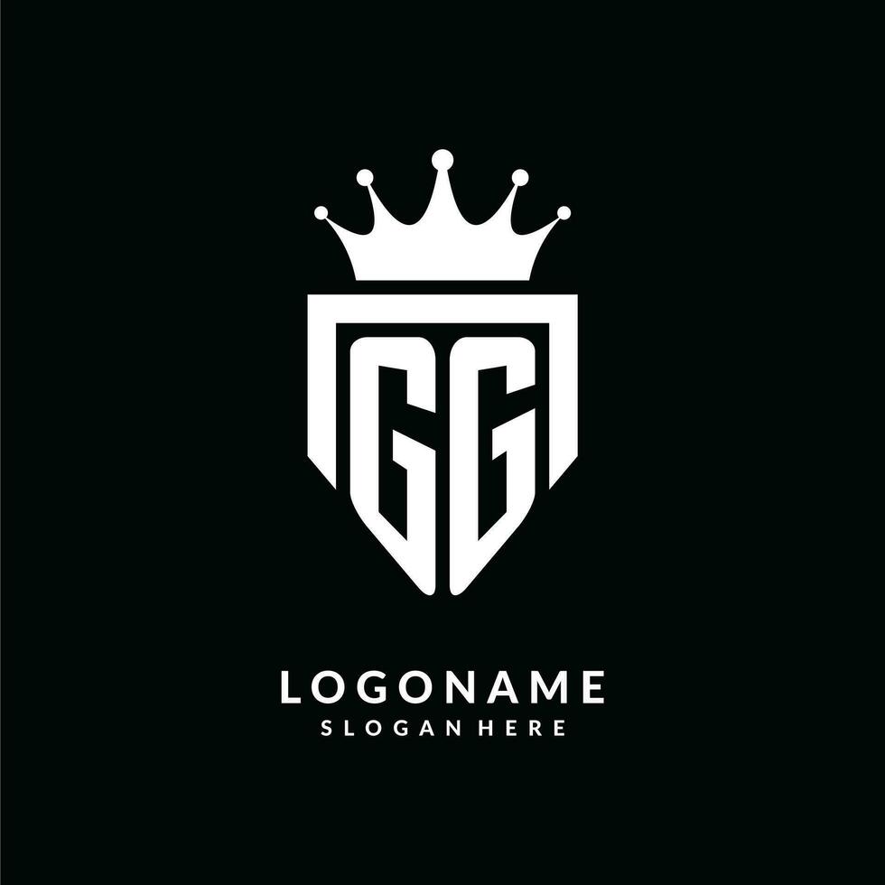 brief gg logo monogram embleem stijl met kroon vorm ontwerp sjabloon vector