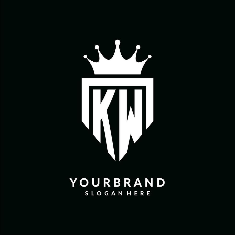 brief kw logo monogram embleem stijl met kroon vorm ontwerp sjabloon vector