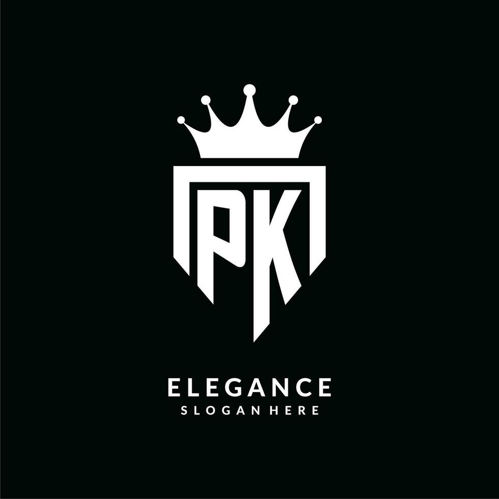 brief pk logo monogram embleem stijl met kroon vorm ontwerp sjabloon vector