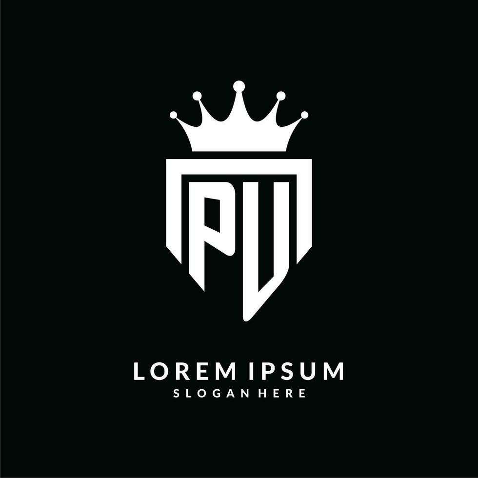 brief pu logo monogram embleem stijl met kroon vorm ontwerp sjabloon vector