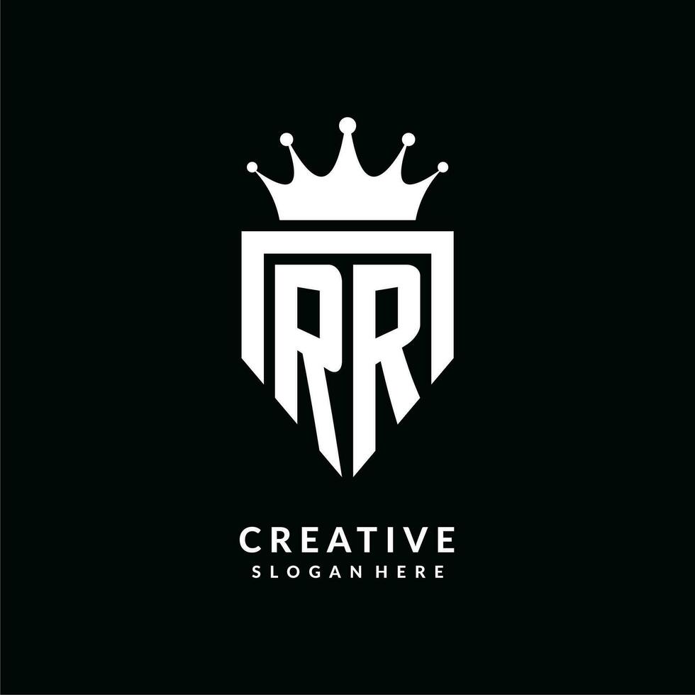 brief rr logo monogram embleem stijl met kroon vorm ontwerp sjabloon vector