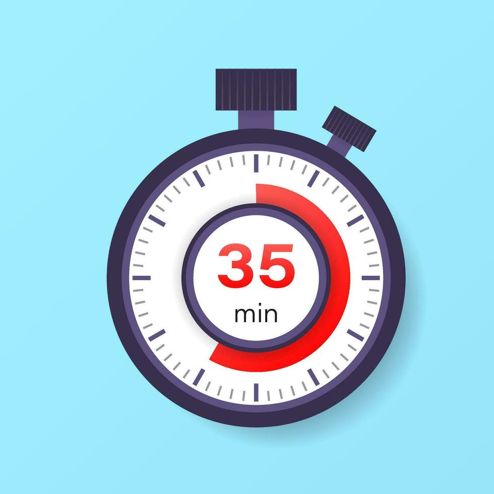 de 35 minuten tijdopnemer. stopwatch icoon in vlak stijl. vector