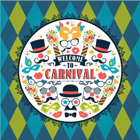 Viering feestelijke illustratie met carnaval pictogrammen en objecten vector