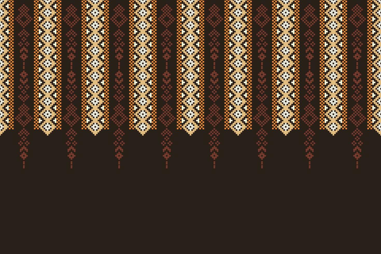 etnisch meetkundig kleding stof patroon kruis steek.ikat borduurwerk etnisch oosters pixel patroon bruin achtergrond. abstract,vector,illustratie. textuur,kleding,lijst,decoratie,motieven,zijde behang. vector