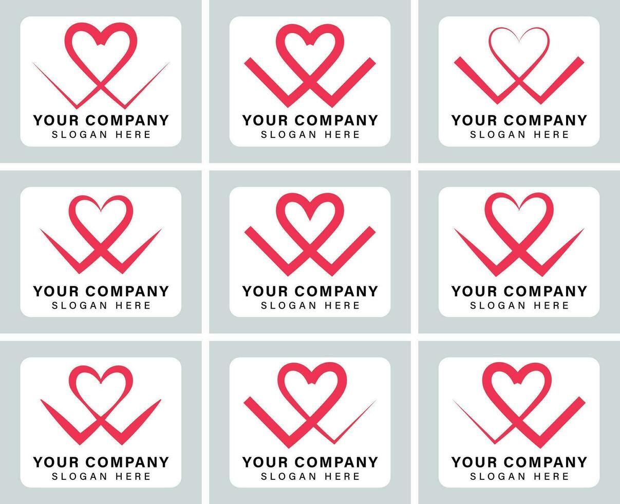 creatief abstract brief w met hart logo ontwerp. hart logo bedrijf, abstract hart of liefde logo vector. vector
