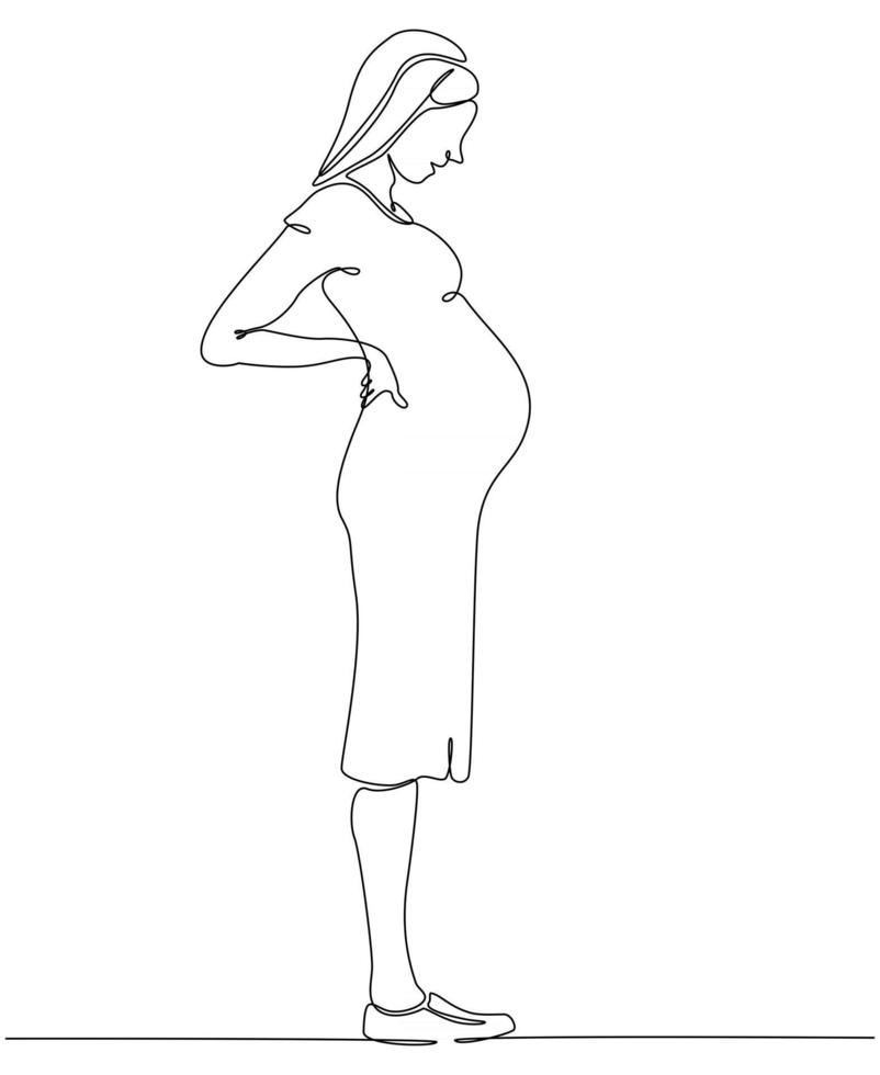 continue lijntekening van zwangere vrouw potrait vectorillustratietrait vector