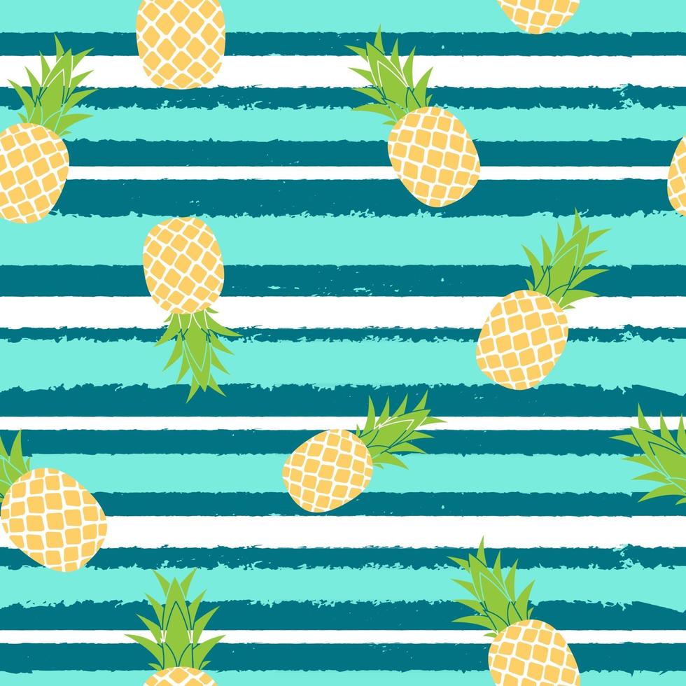 tropisch fruit ananas en palmblad naadloos patroonontwerp als achtergrond. vector illustratie