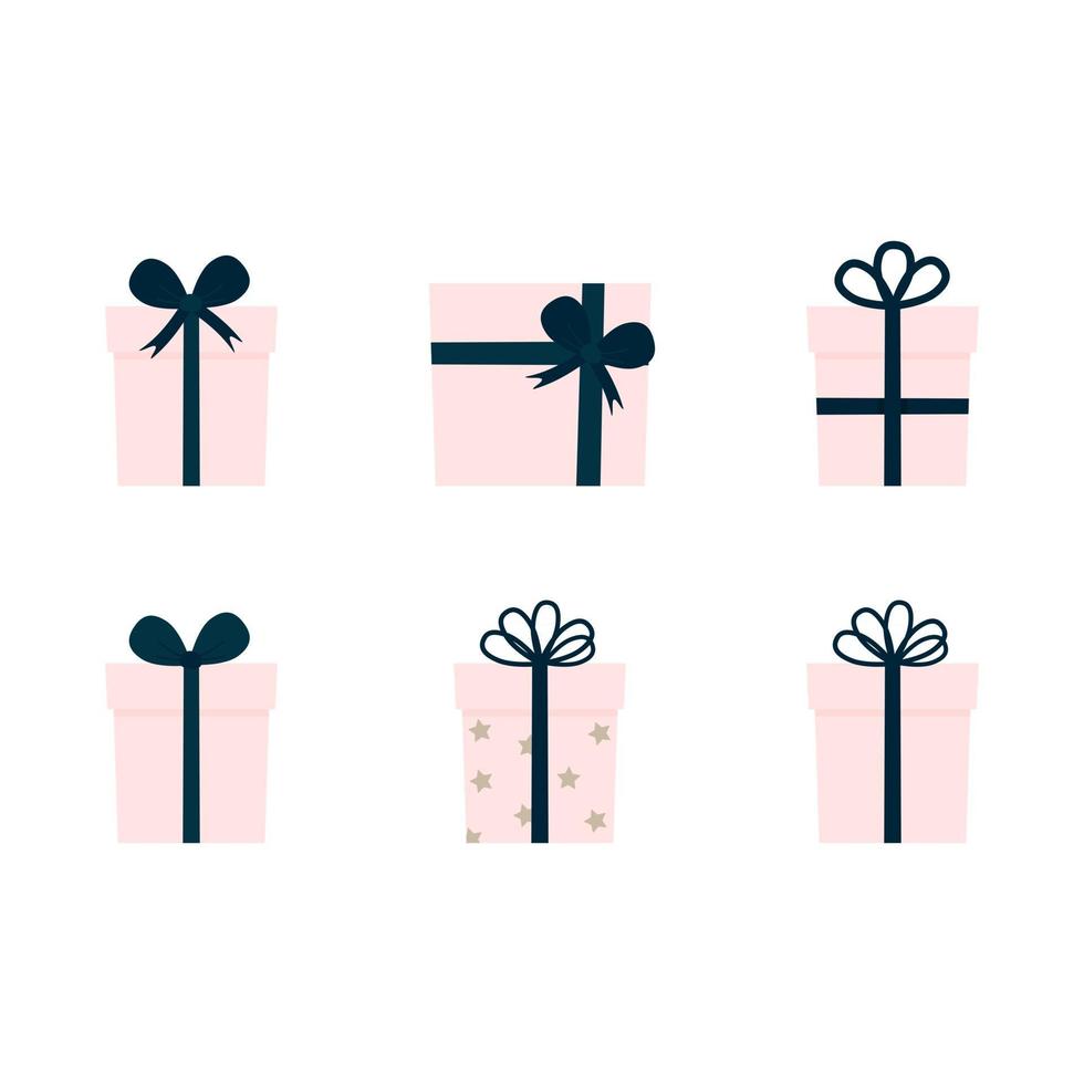 set kerstcadeautjes platte vectorillustraties vector