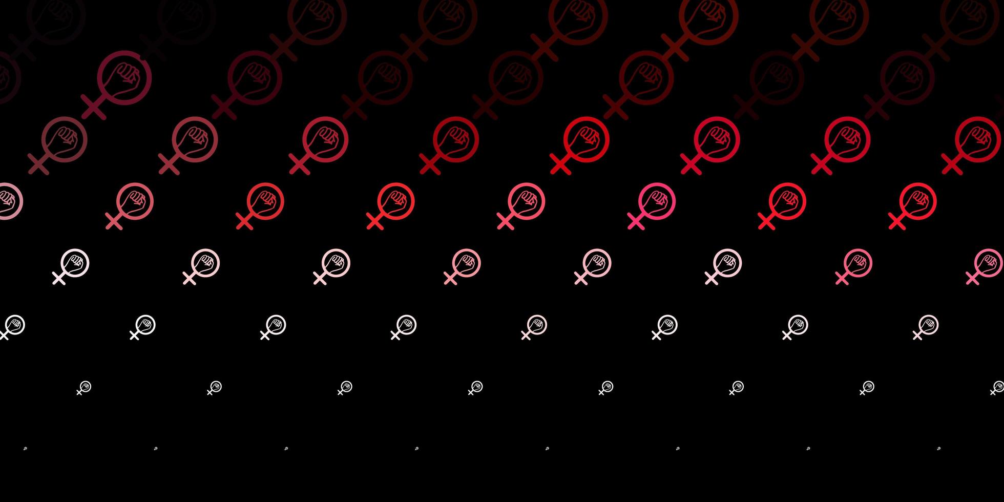 donkerroze, rode vectorachtergrond met de machtssymbolen van de vrouw. vector