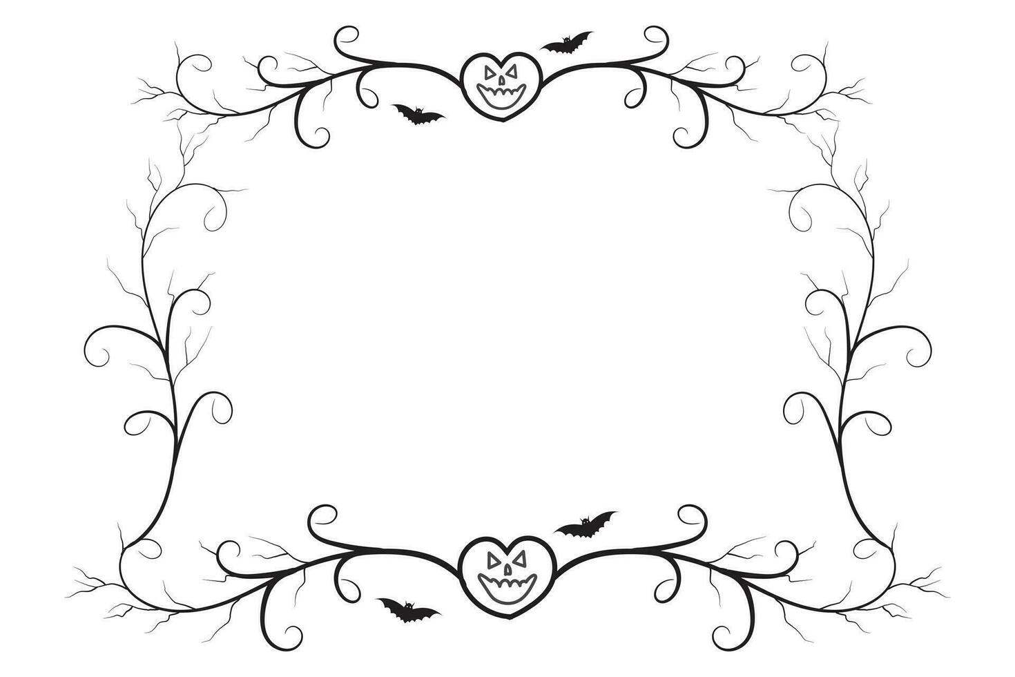 halloween floreren wilds wervelingen plein grens kader, heks griezelig eng bot Victoriaans pompoen knuppel spin afbeeldingen lijsten, wijnoogst rechthoek decoratief gekruld elegant versiering ornament borders vector