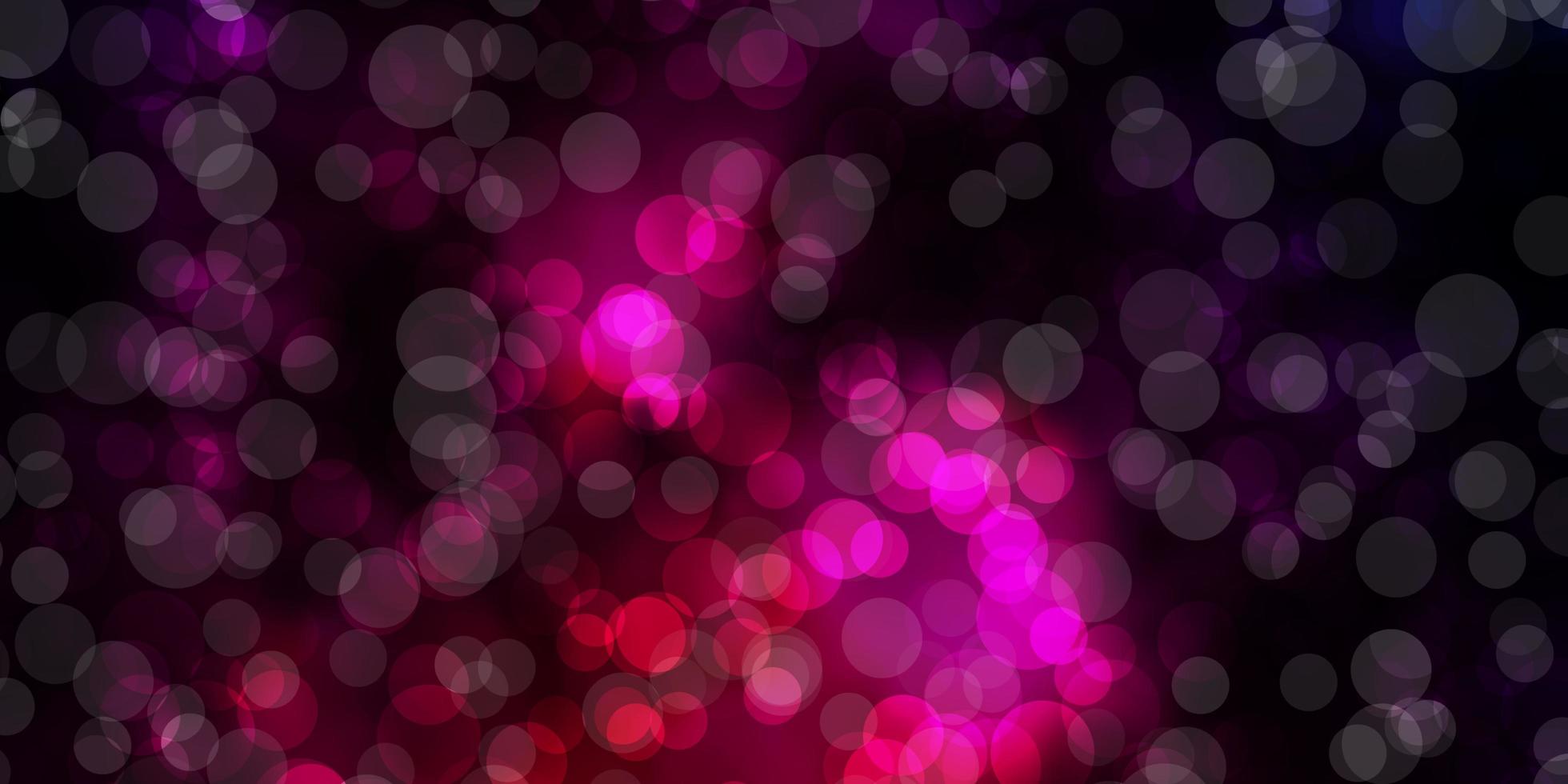donkerpaarse vectorachtergrond met cirkels. glitter abstracte illustratie met kleurrijke druppels. patroon voor behang, gordijnen. vector