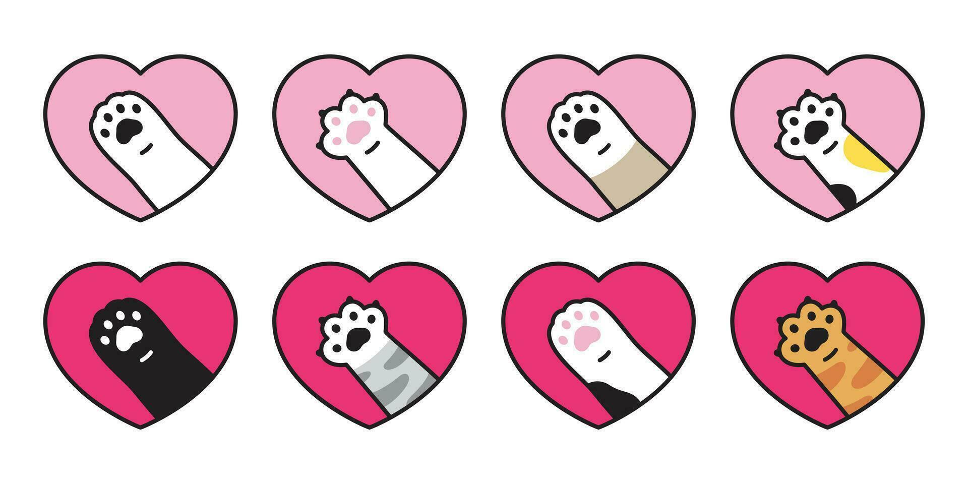kat poot vector icoon hart Valentijn calico katje logo karakter tekenfilm gember tekening illustratie roze