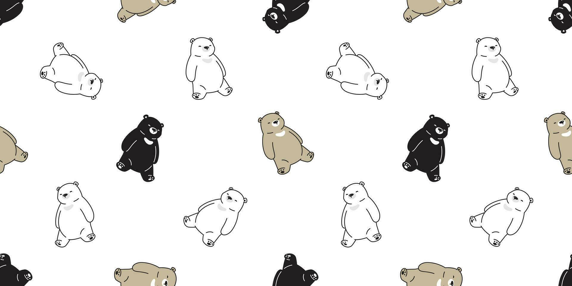 beer naadloos patroon polair beer vector slaap tekenfilm sjaal geïsoleerd herhaling achtergrond tegel behang tekening illustratie