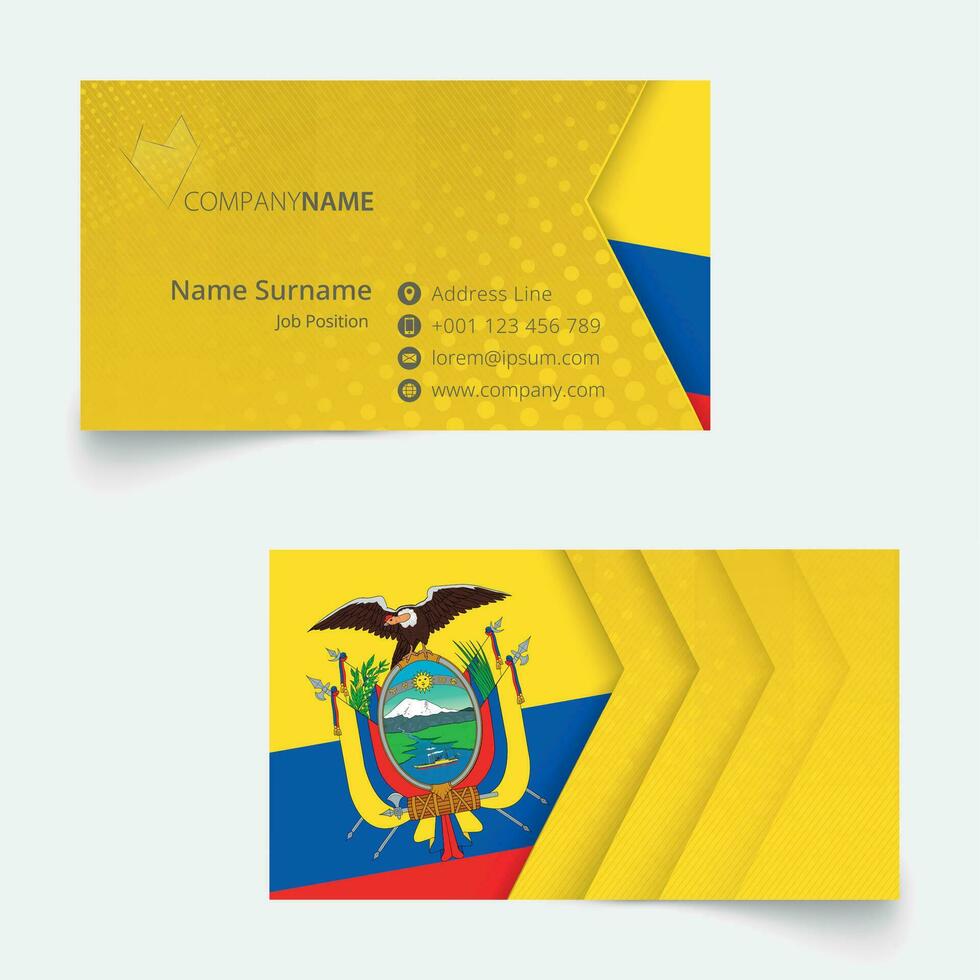 Ecuador vlag bedrijf kaart, standaard- grootte 90x50 mm bedrijf kaart sjabloon. vector