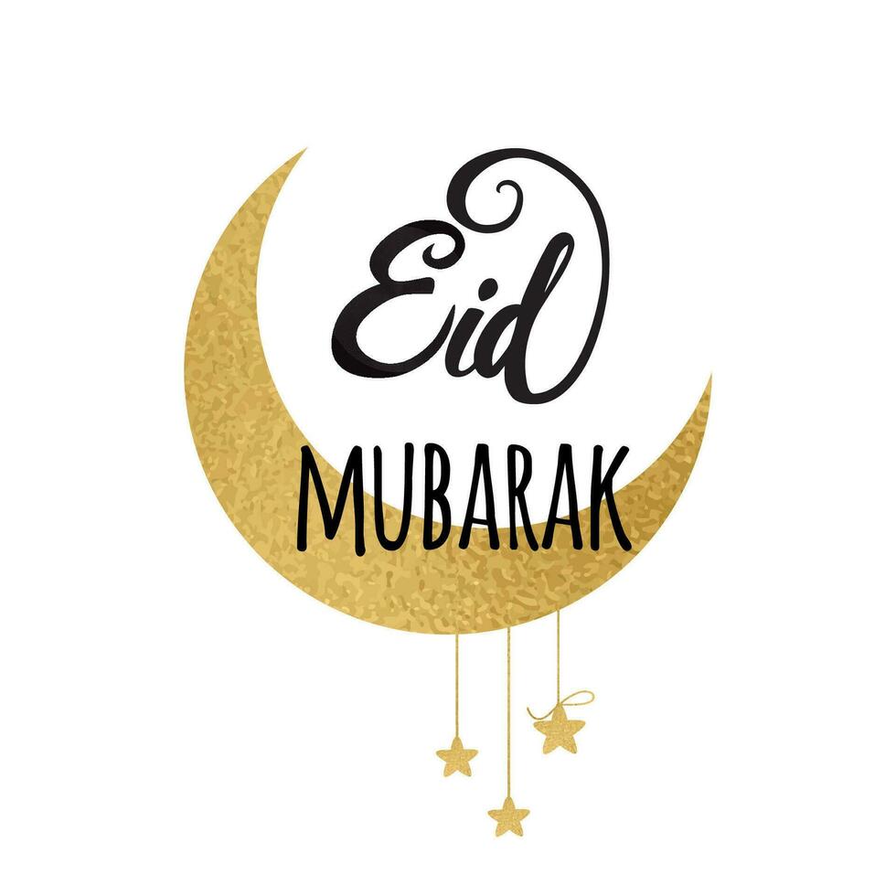 creatief vector halve maan maan met gouden sterren voor heilig maand van moslim gemeenschap, eid mubarak viering gemaakt in goud sprankelend stijl. banier, kaart, logo, afdrukken, symbool, teken ontwerp illustratie