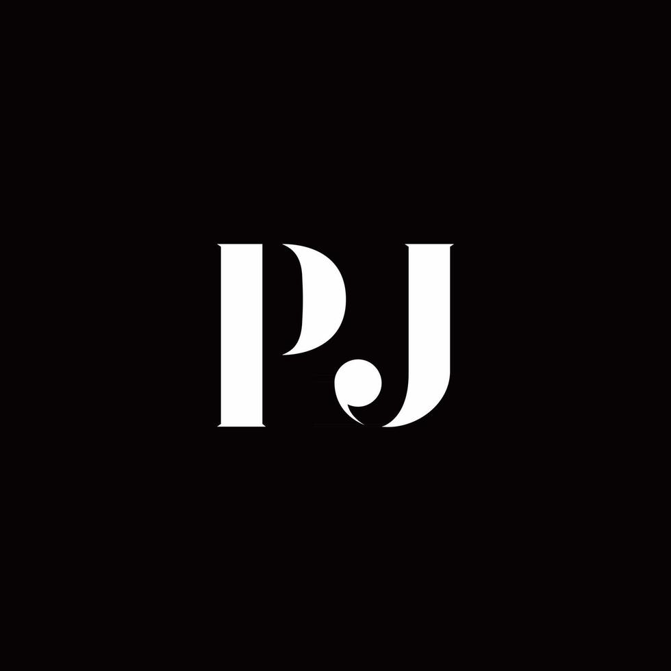 pj logo brief eerste logo ontwerpen sjabloon vector