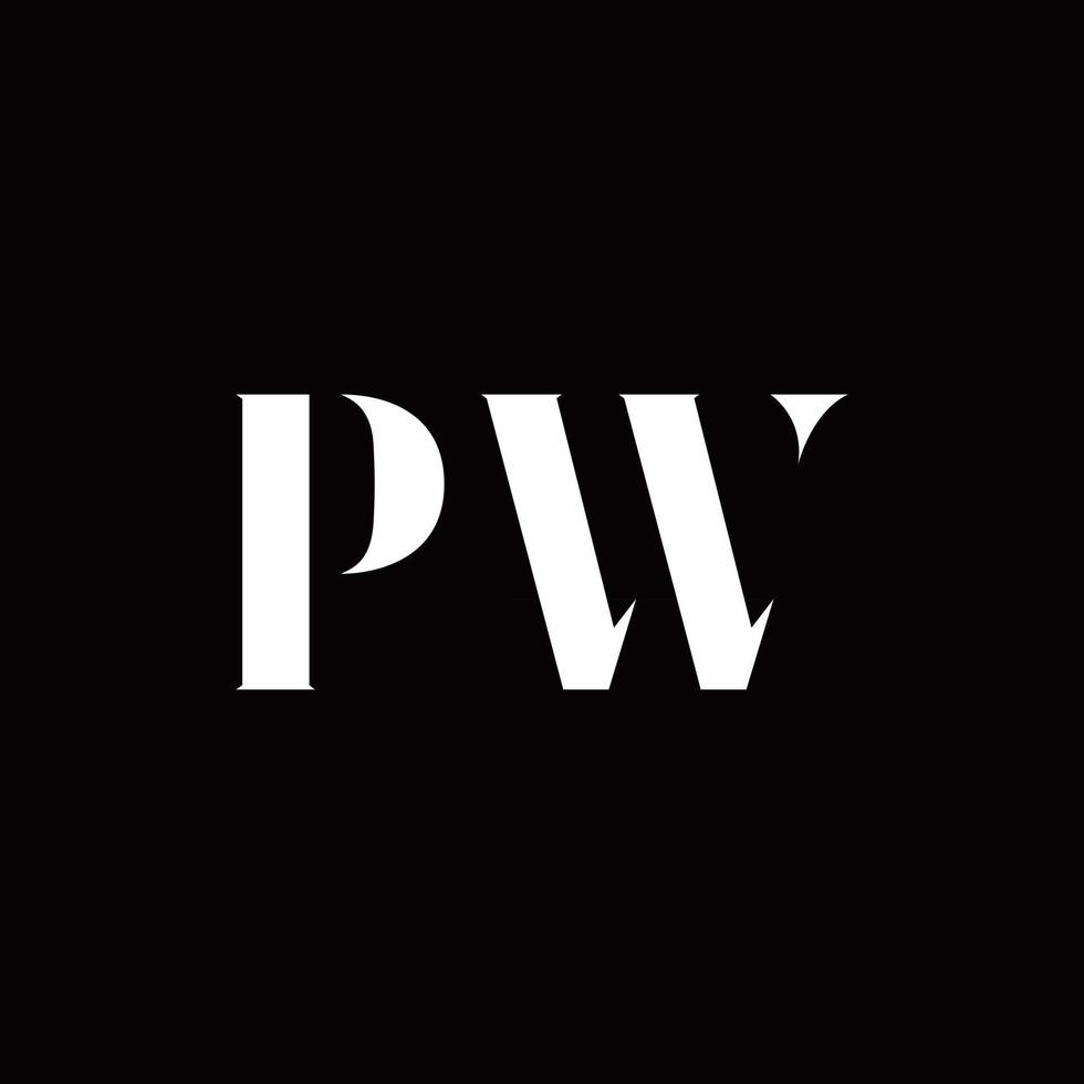 pw logo brief eerste logo ontwerpen sjabloon vector