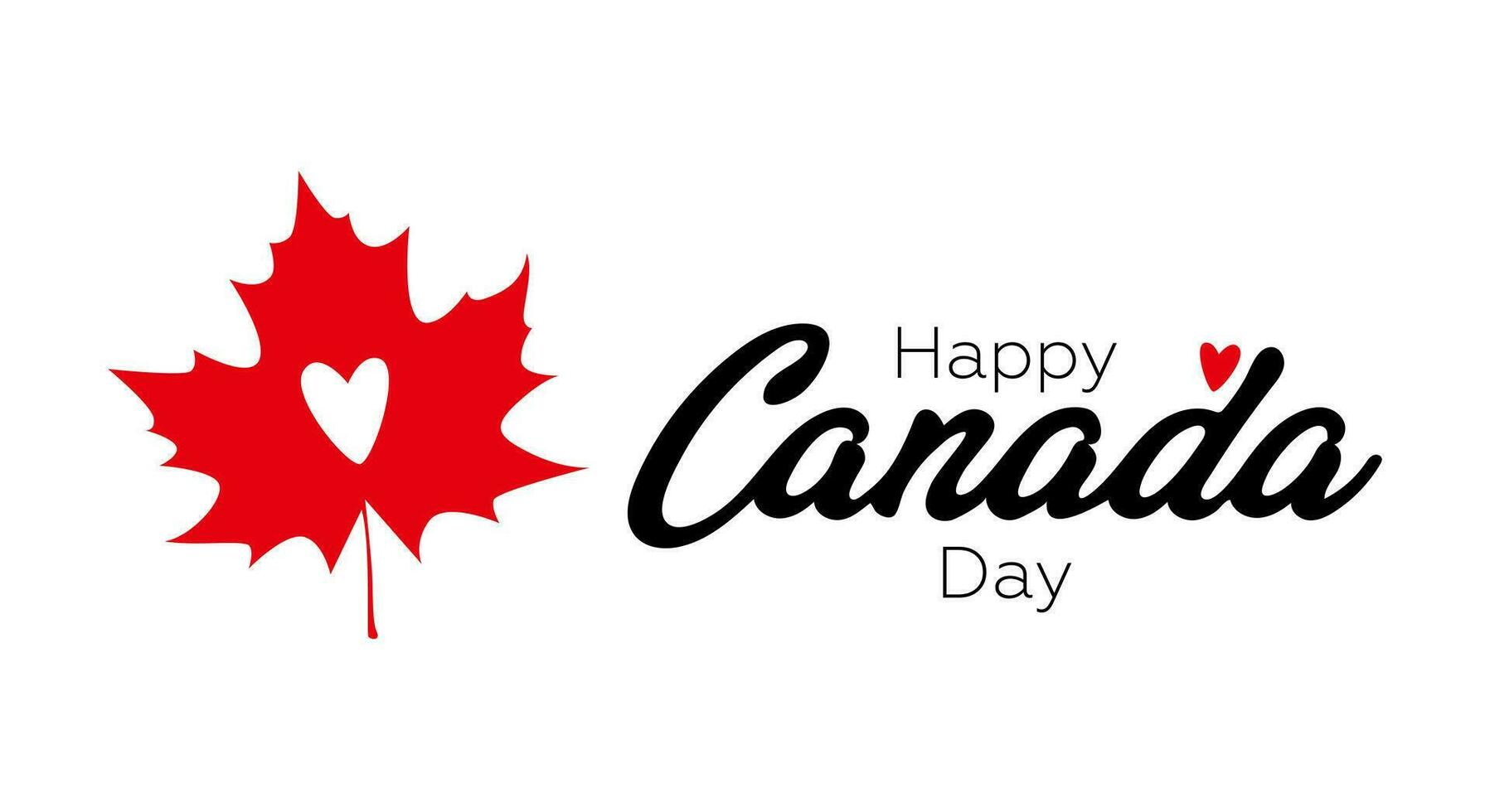 vector geïsoleerd handgeschreven logo voor Canada dag met hart in rood esdoorn- blad. vector typografie voor groet kaarten, web spandoeken, decor en dekt. gelukkig Canada dag concept.