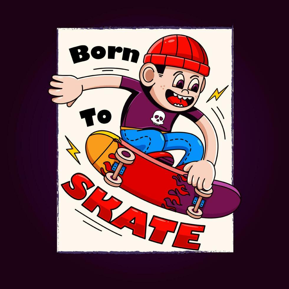 jongen Aan een skateboard. perfect voor logo's, mascottes, t-shirts, stickers en posters vector