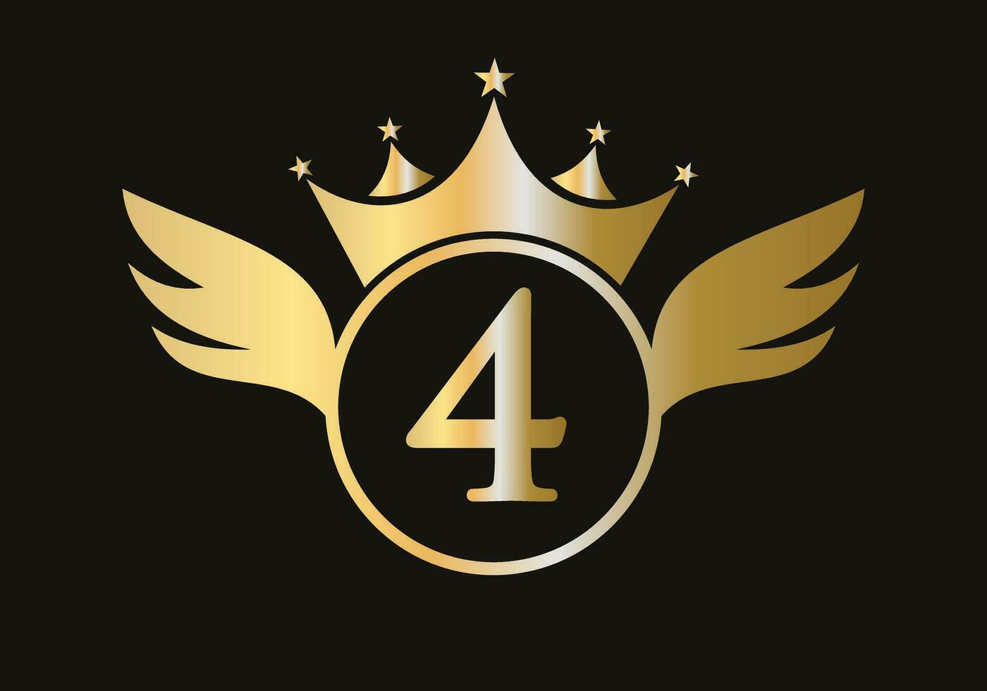 brief 4 vleugel logo concept met kroon icoon vector sjabloon. vleugel symbool