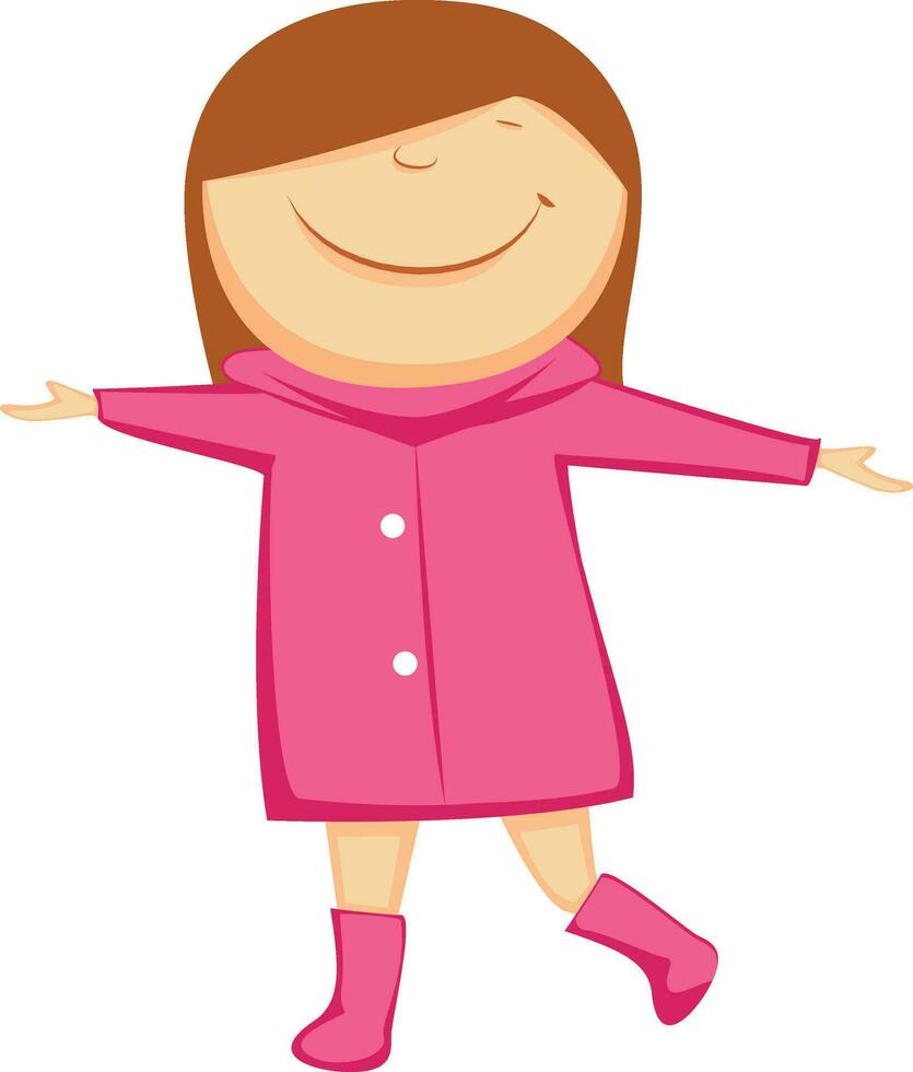 tekenfilm karakter van een klein meisje in roze jurk. vector
