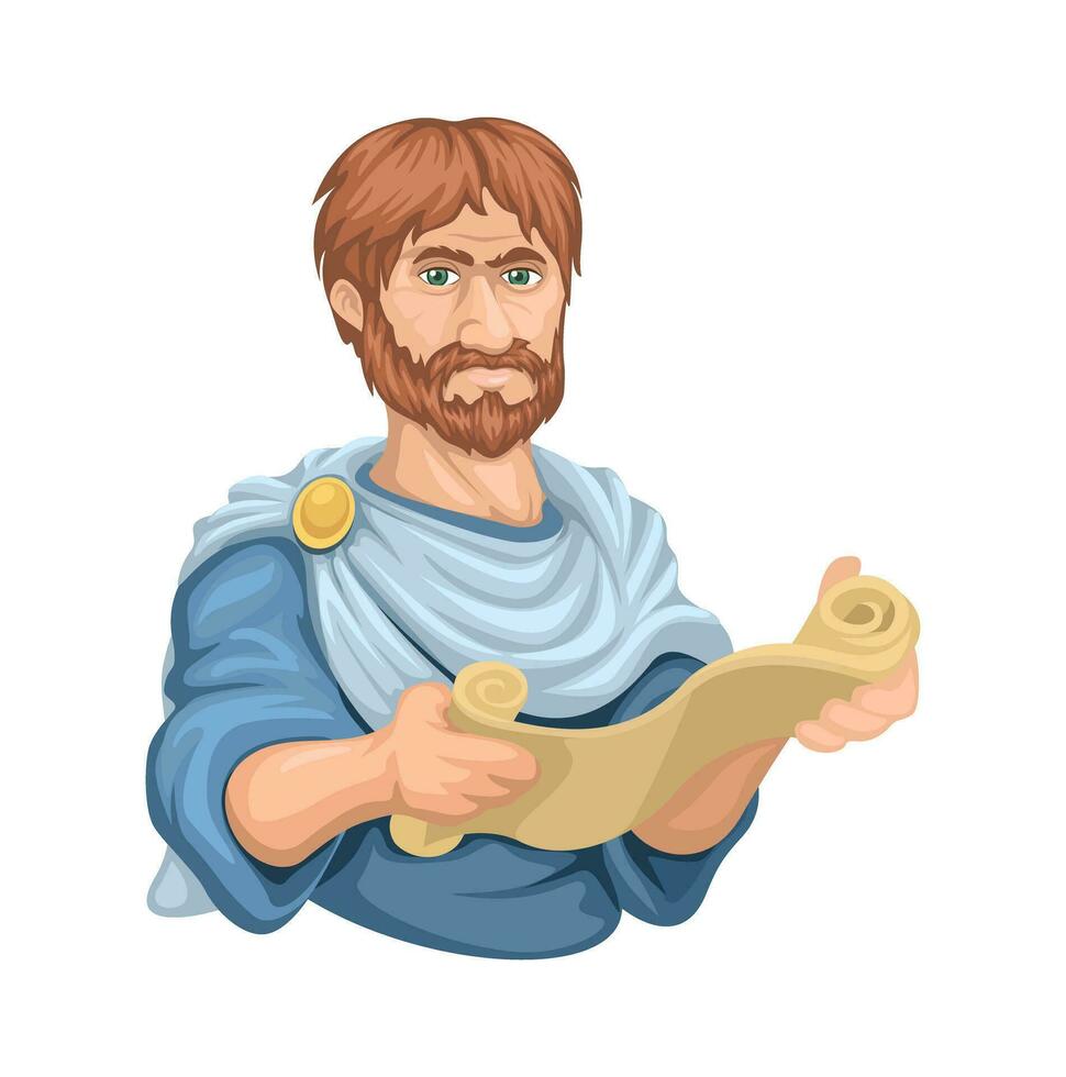 Aristoteles oude Grieks filosoof en polymath karakter tekenfilm illustratie vector