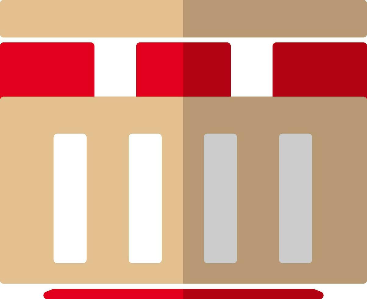 glimmend rood en wit gebouw in vlak illustratie. vector