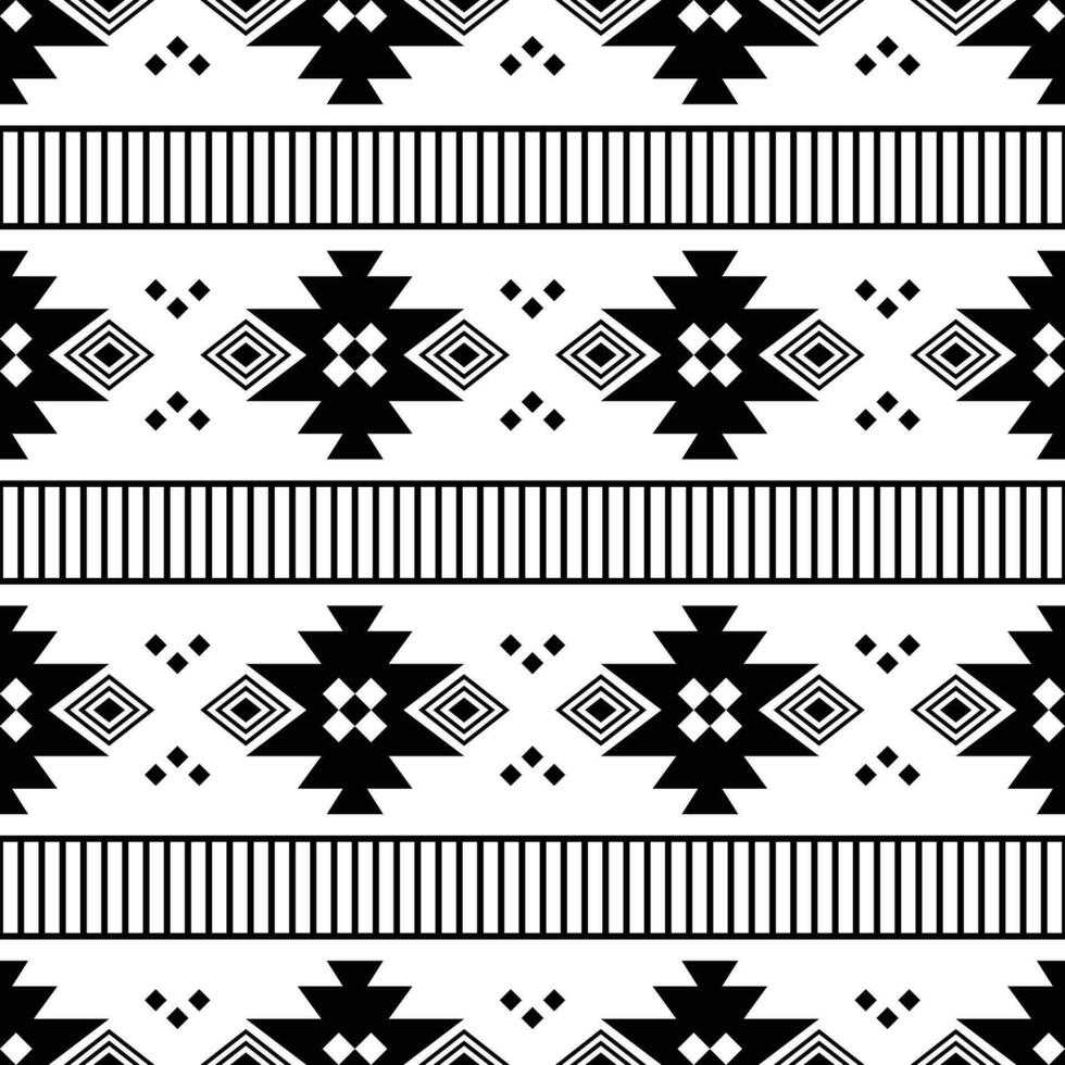 tribal naadloos streep patroon in aztec stijl. etnisch meetkundig inheems Amerikaans patroon ontwerp in zwart en wit kleuren. ontwerp voor textiel sjabloon en afdrukken kleding stof. vector