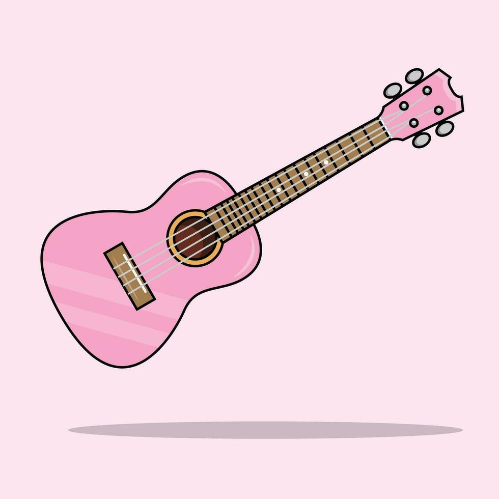 de illustratie van roze ukulele vector