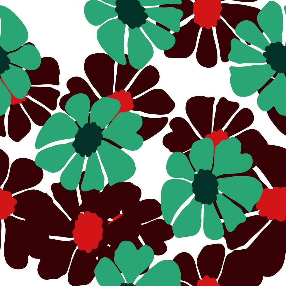 retro groovy bloemen naadloos patroon. wijnoogst bloemen achtergrond. abstract gestileerde botanisch behang vector