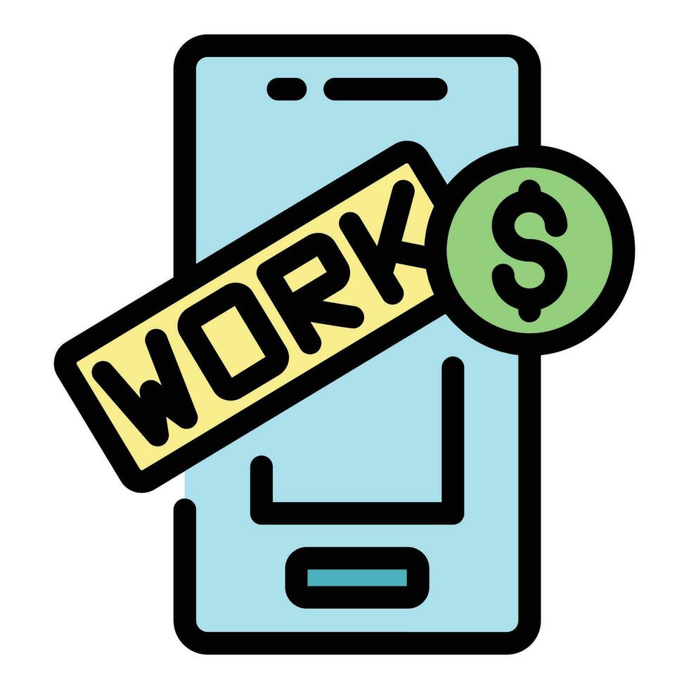 smartphone online werk icoon vector vlak