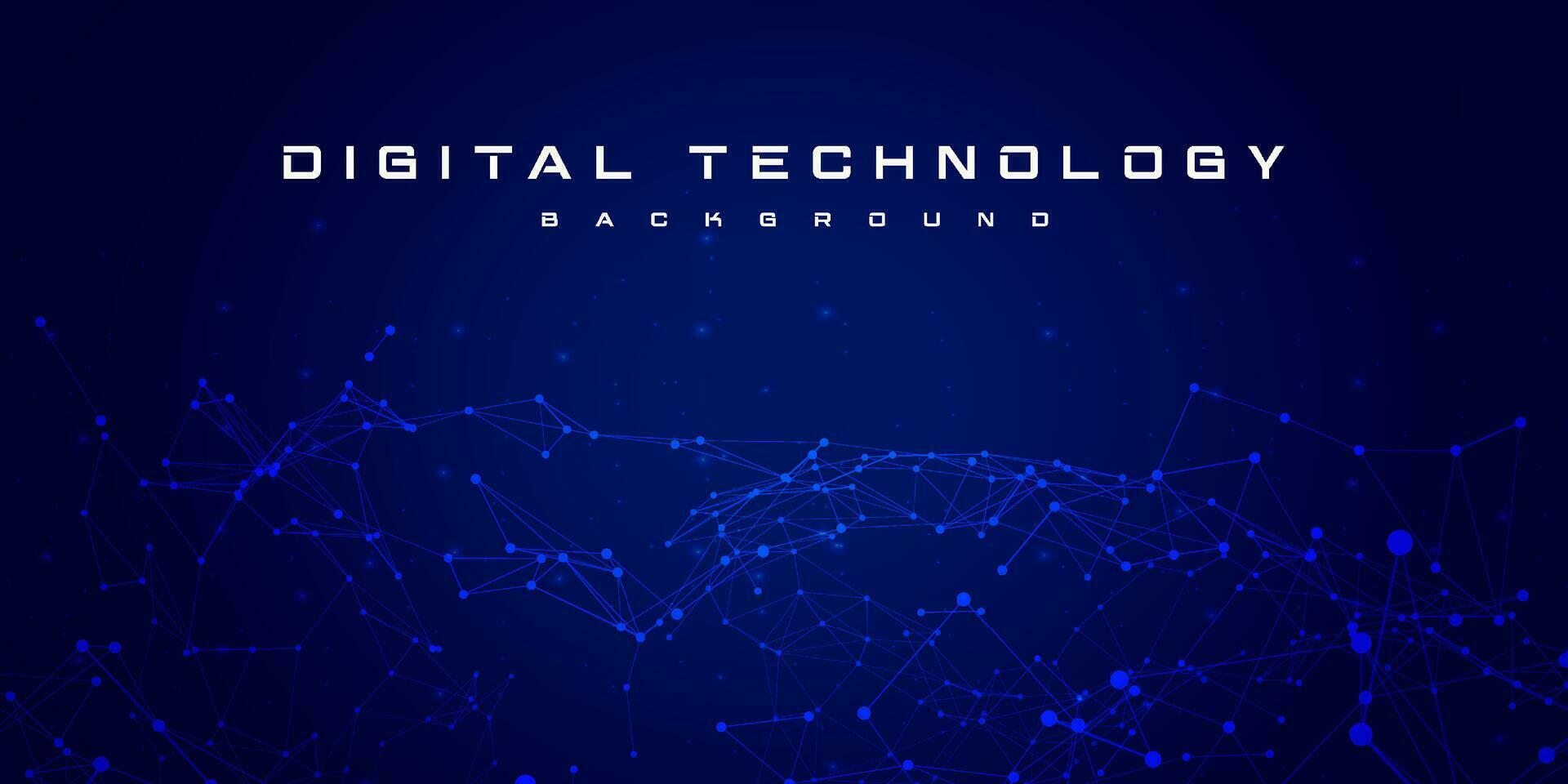 digitaal technologie internet netwerk verbinding blauw achtergrond, cyber nano informatie, abstract futuristische communicatie, innovatie wetenschap toekomst tech gegevens, ai groot gegevens, lijnen dots illustratie 3d vector