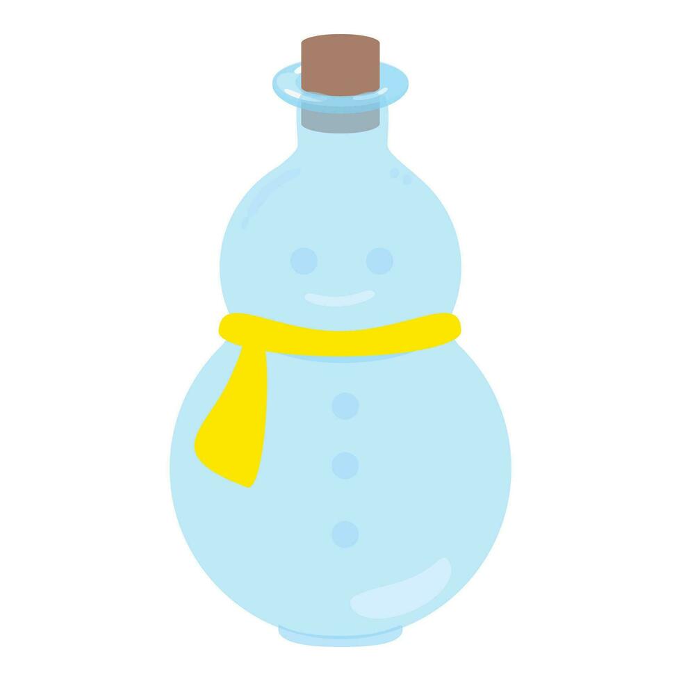 schattig transparant blauw glas bloem vaas, pot met sneeuwman ontwerp. geïsoleerd Aan wit achtergrond, vlak ontwerp, eps10 vector