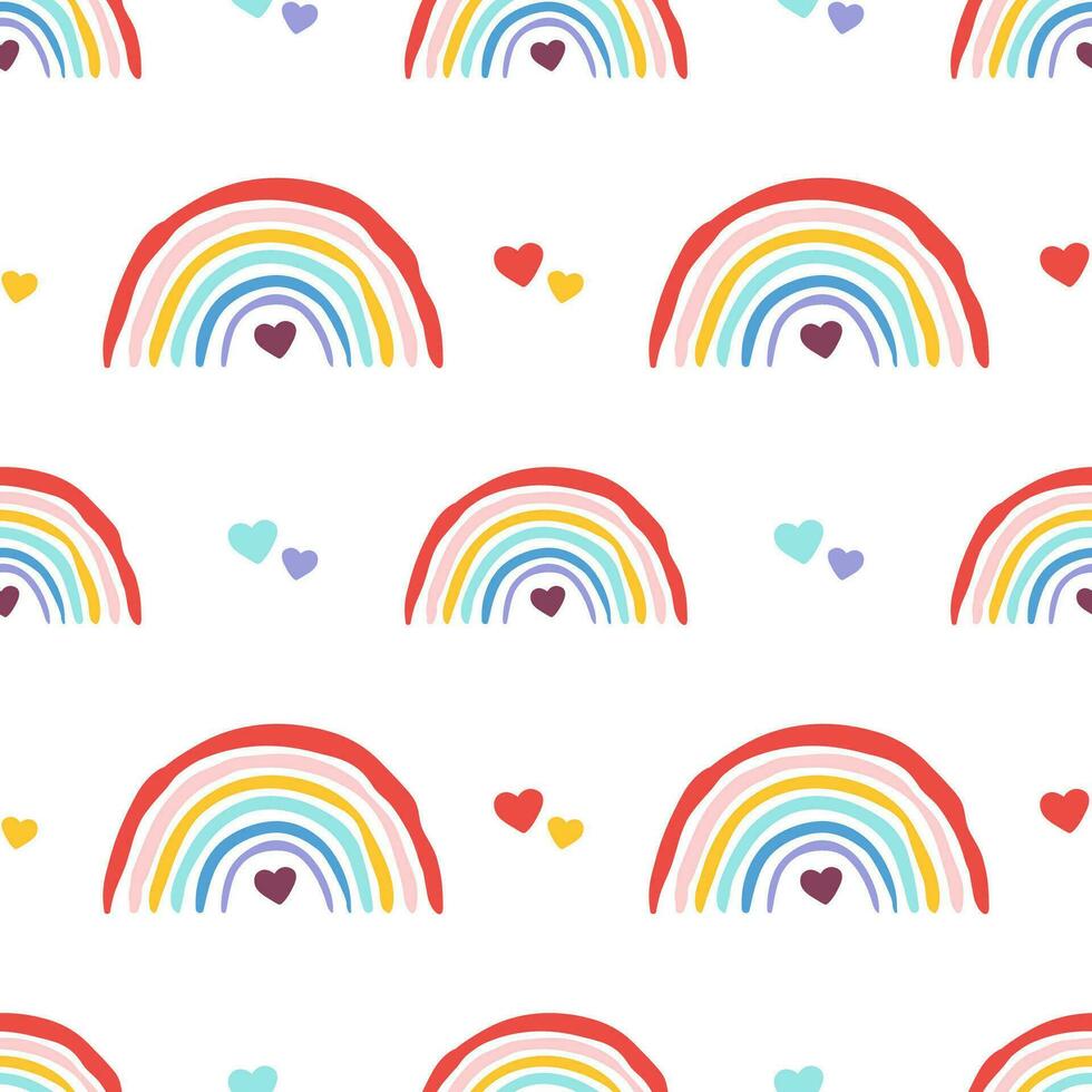 boho regenboog icoon met een hart binnen, schattig naadloos patroon vector