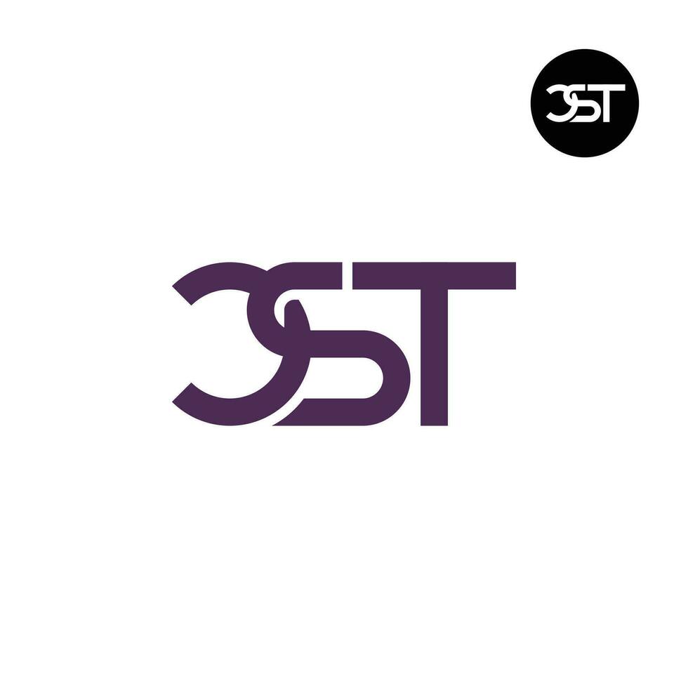 brief cst monogram logo ontwerp vector