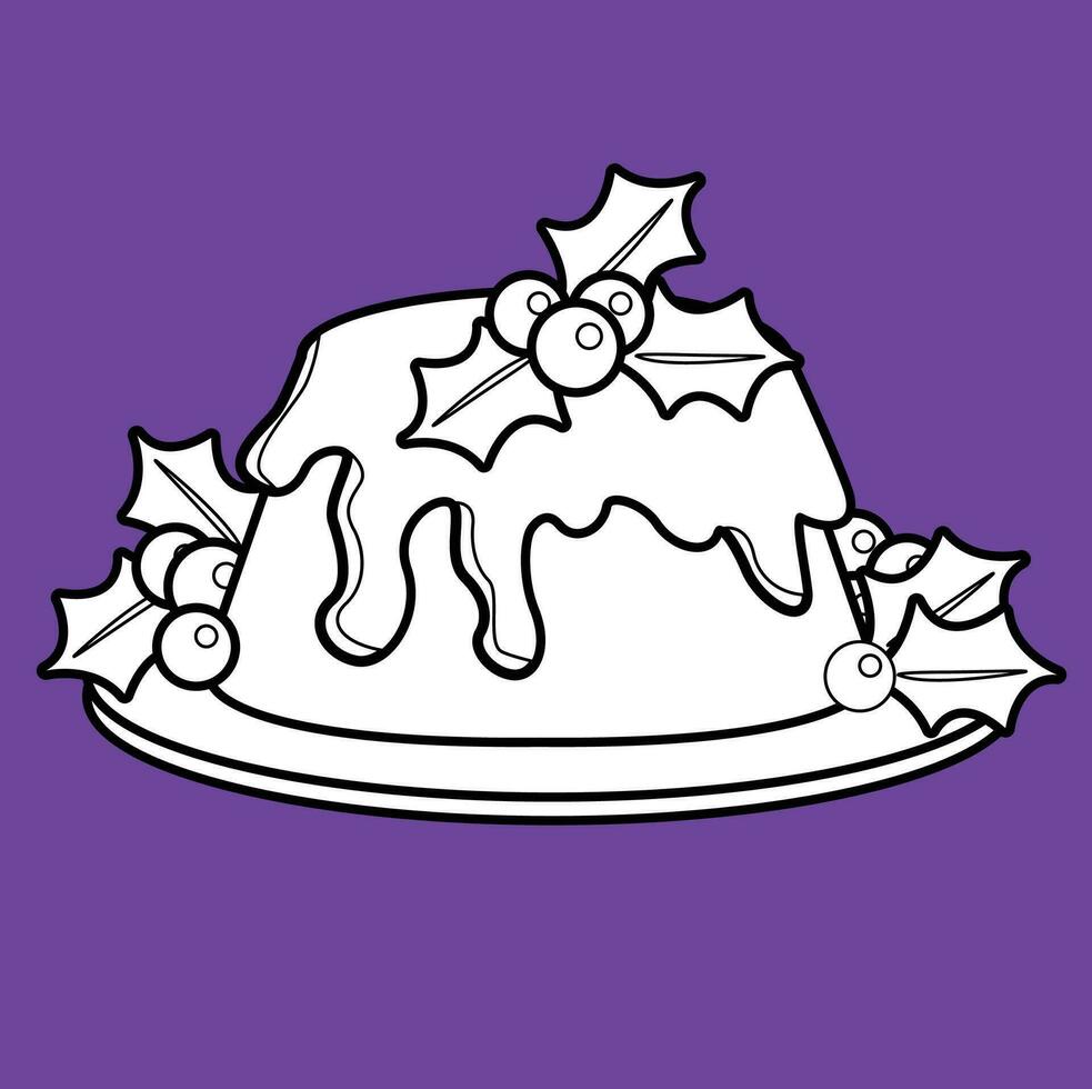 Kerstmis feest menu avondeten pudding tekenfilm digitaal postzegel schets vector